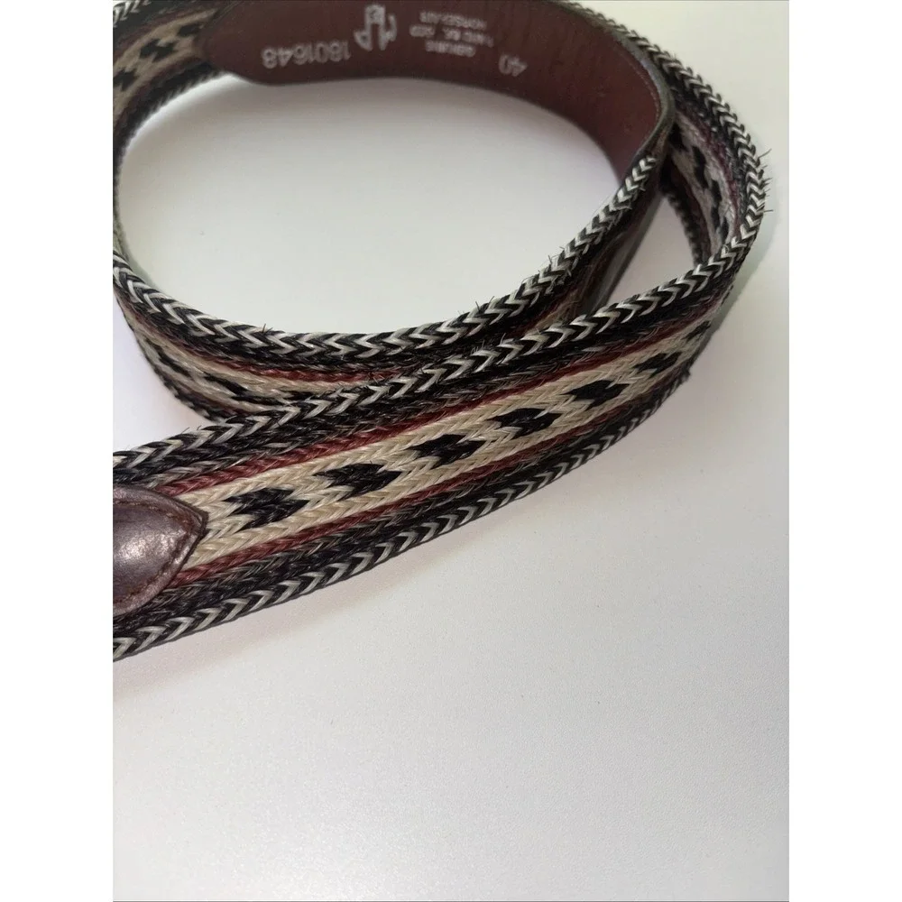 Genuine Hand-Braided Horsehair Western Leather Belt Engraved Horse Buckle Silver